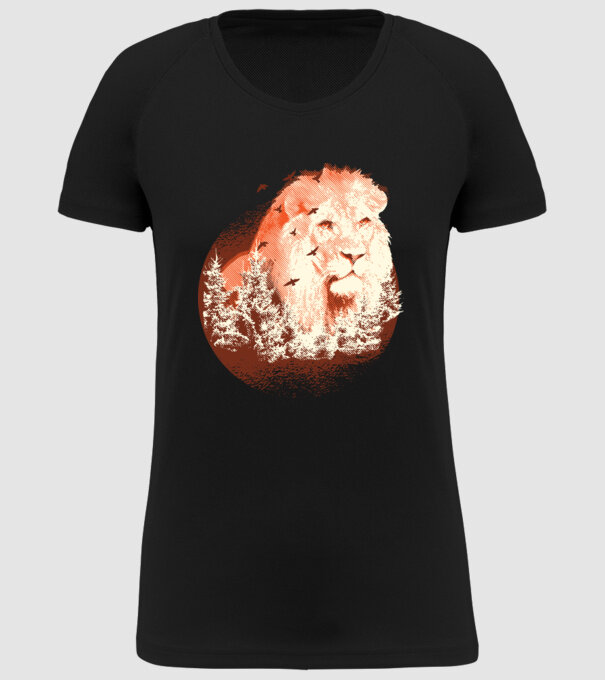 Tricou Leu Natură model negru pe tricou
