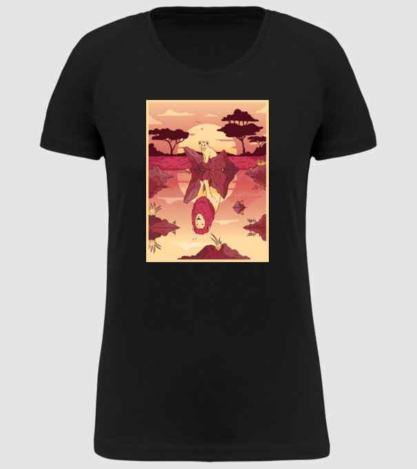 Reflecție leu model negru pe tricou