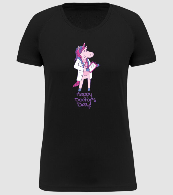 Medic Unicorn model negru pe tricou
