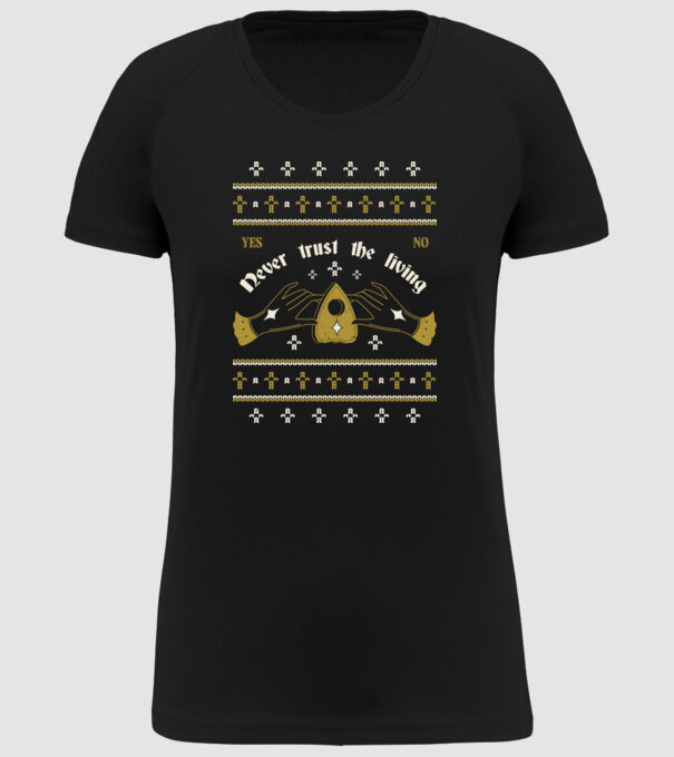 Ouija Motiv de Crăciun model negru pe tricou
