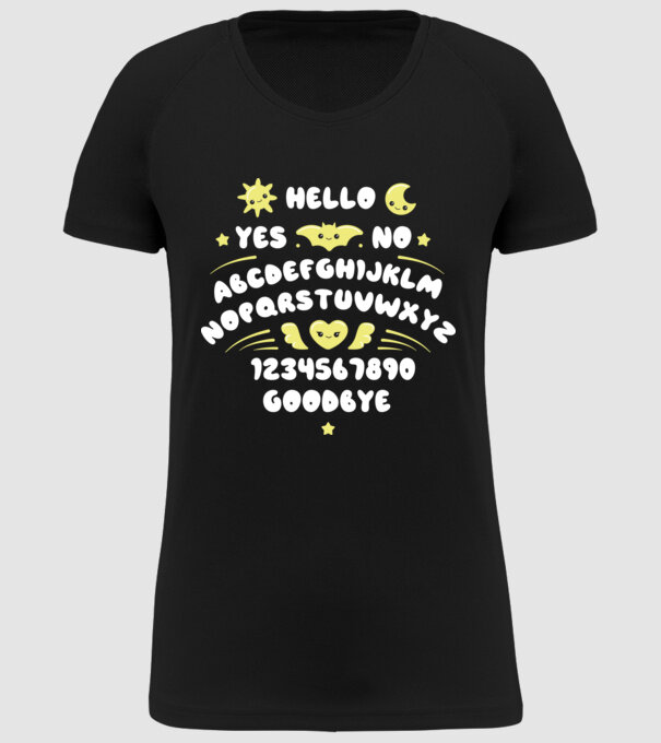 Motiv Ouija model negru pe tricou