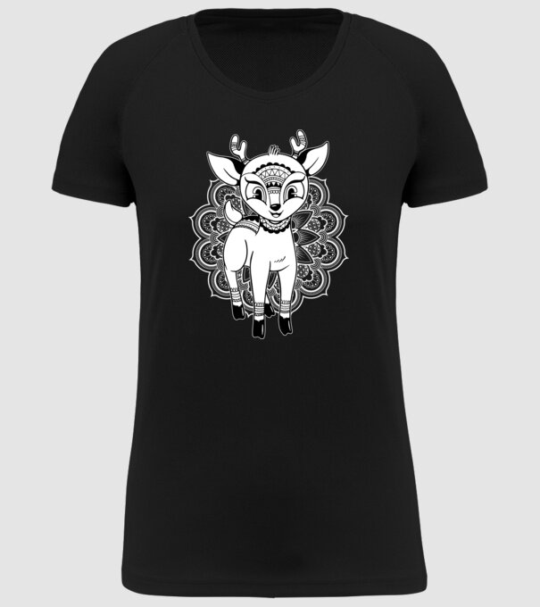 Mandala Căprioară model negru pe tricou