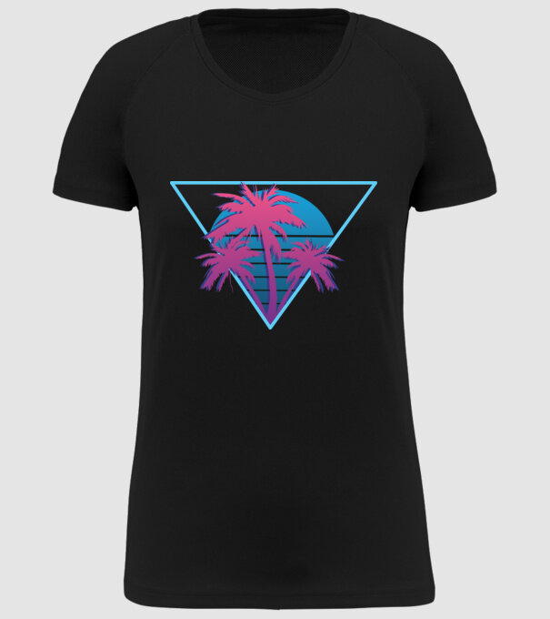 Copaci de palmier Retro Neon model negru pe tricou