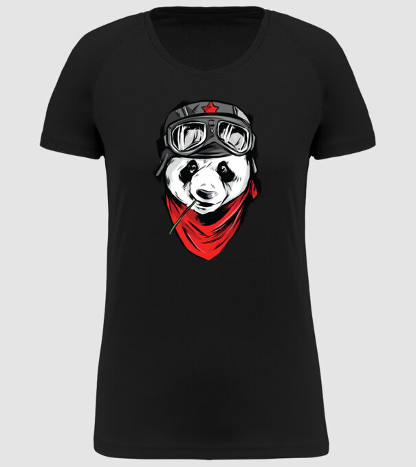 Panda Gerilla model negru pe tricou