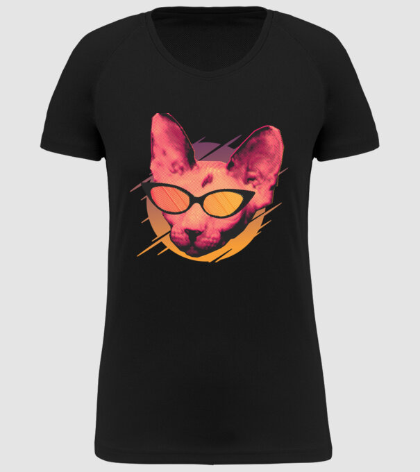 Pisică Petrecere model negru pe tricou