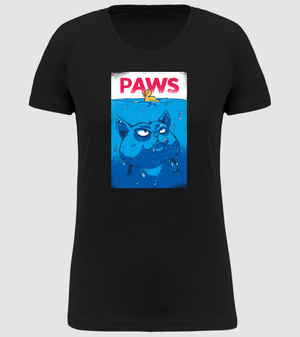 Paws Pisică la atac model negru pe tricou