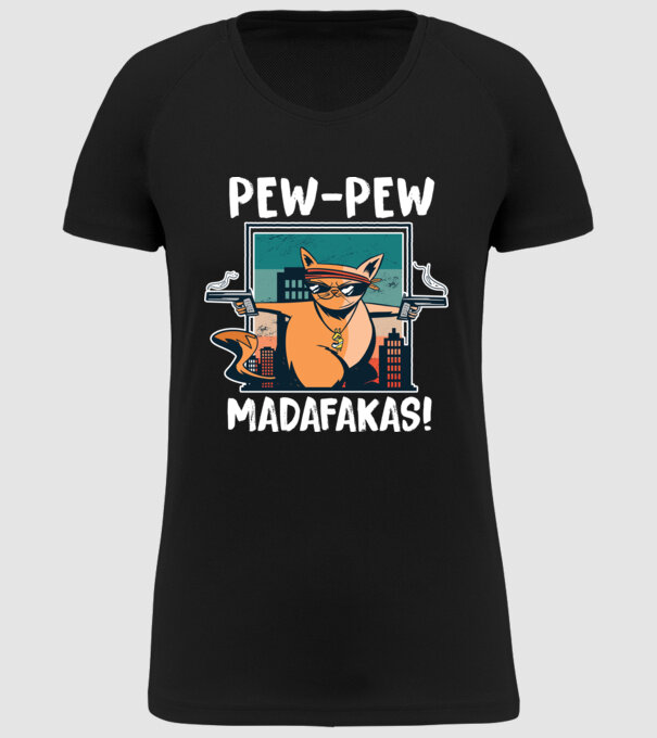 Pew Pew Pew Madafakas Pisică model negru pe tricou