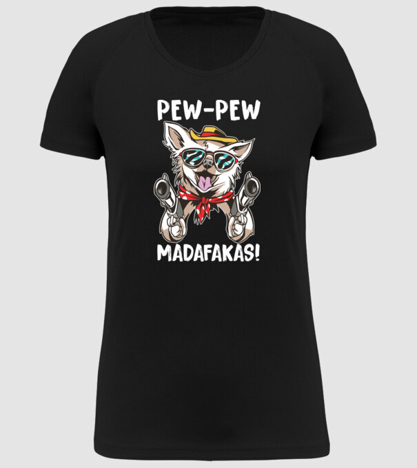 Pew Pew Pew Madafakas Chivava model negru pe tricou