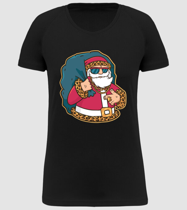 Moș Crăciun Pimp model negru pe tricou