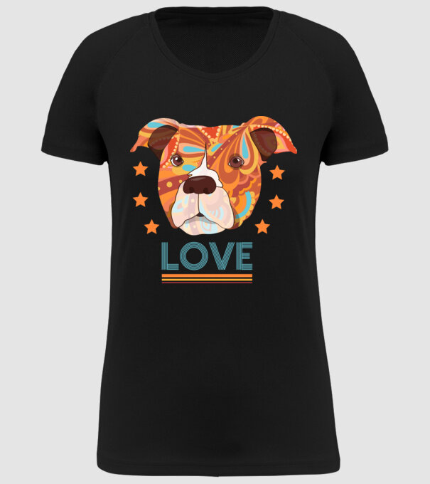 Dragoste Pitbull model negru pe tricou