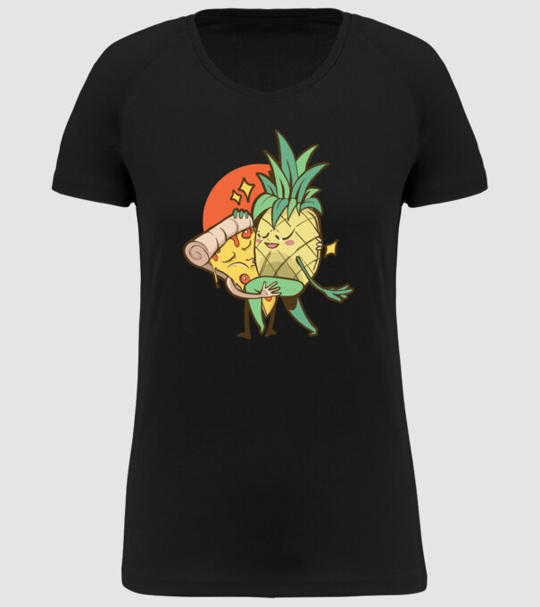 Pizza Ananas Dans model negru pe tricou