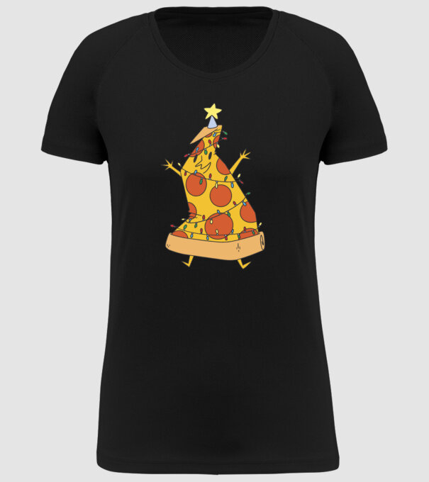 Pizza pom de Crăciun model negru pe tricou