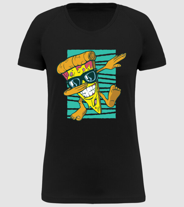 Felie de pizza DAB model negru pe tricou