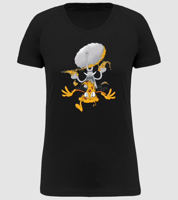 Monstru tăietor de Pizza model negru pe tricou
