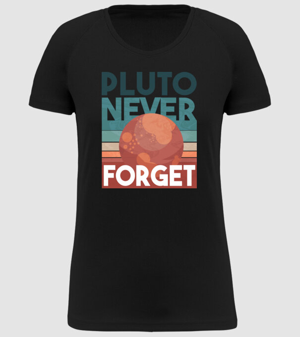 Pluto never forget model negru pe tricou