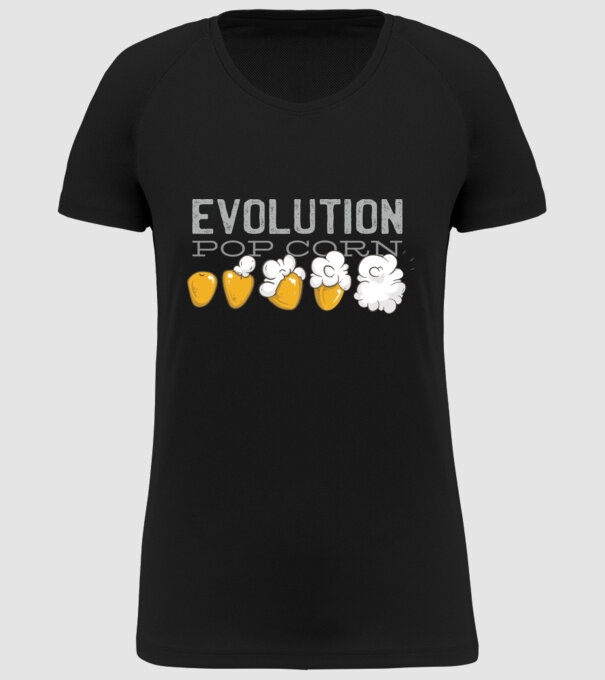 Evoluție Popcorn model negru pe tricou