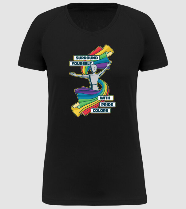 Pride cu curcubeu model negru pe tricou
