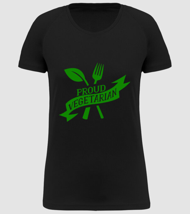 Proud Vegetarian model negru pe tricou