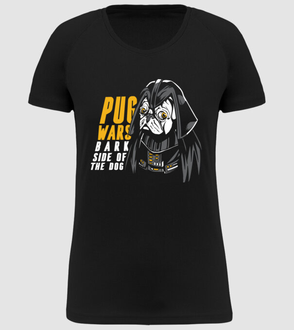 Pug Wars Mops model negru pe tricou