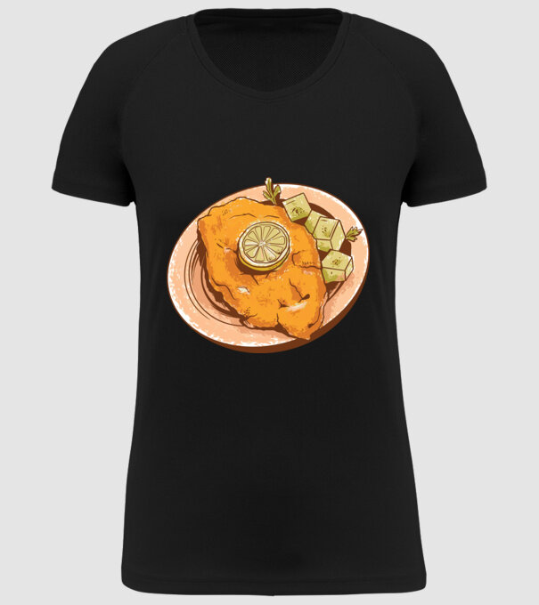 Șnițel vienez Wiener Schnitzel model negru pe tricou