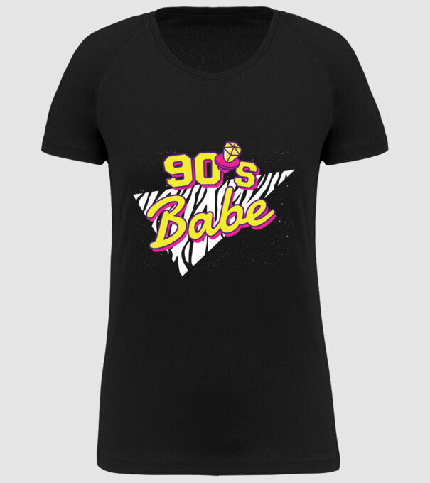 Retro 90s Babe model negru pe tricou