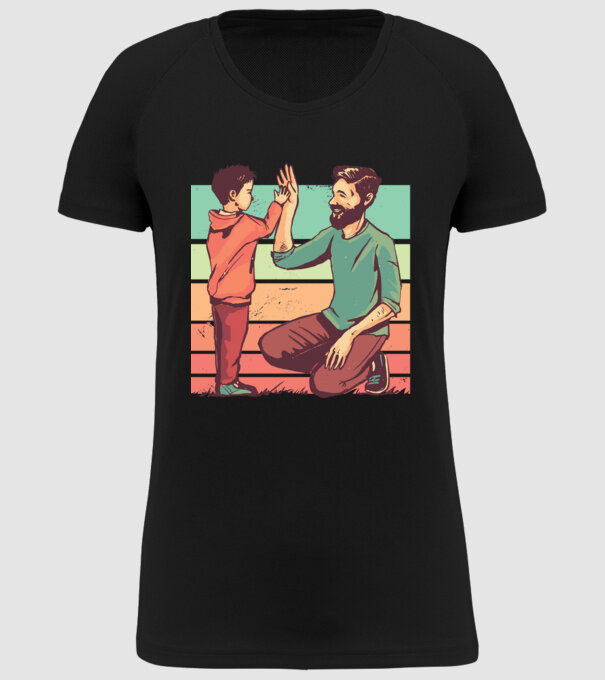 Tată și fiu retro model negru pe tricou