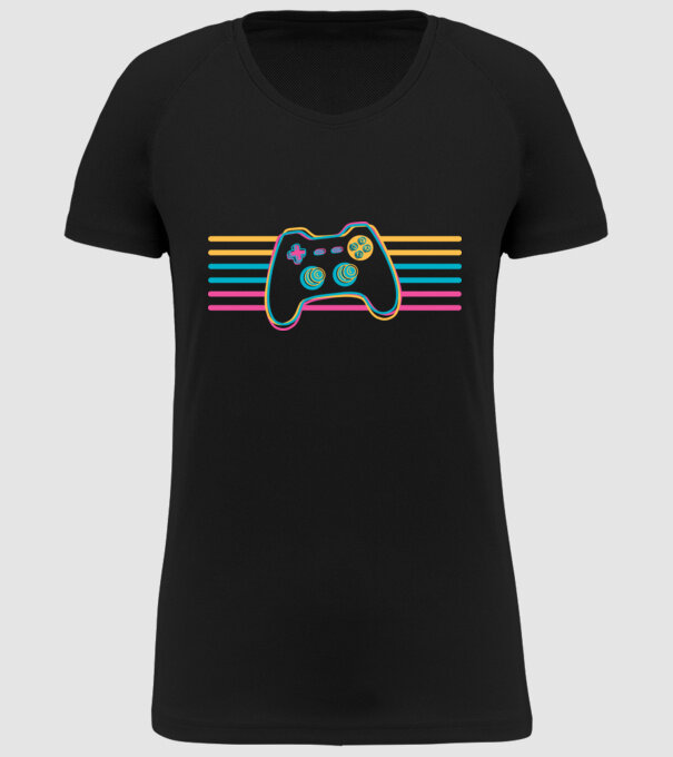 Gamer Controler Retro model negru pe tricou