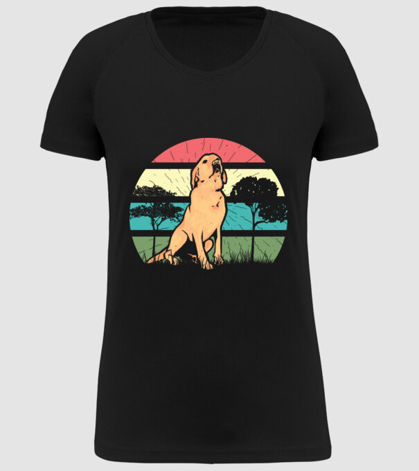 Golden Retriever retro model negru pe tricou