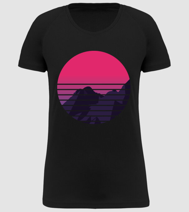Retro Munte model negru pe tricou