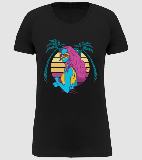 Fată Retro model negru pe tricou