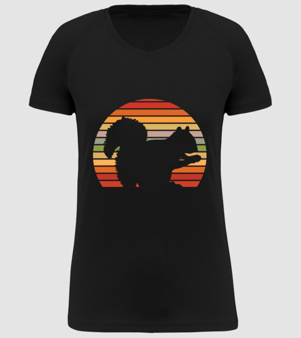 Veveriță Retro model negru pe tricou