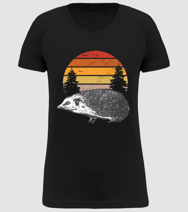 Arici Retro model negru pe tricou