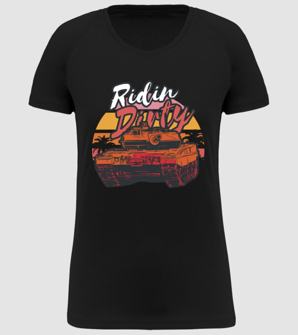 Ridin Dirty tricou cu tanc model negru pe tricou