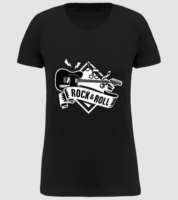 Rock & Roll chitară model negru pe tricou