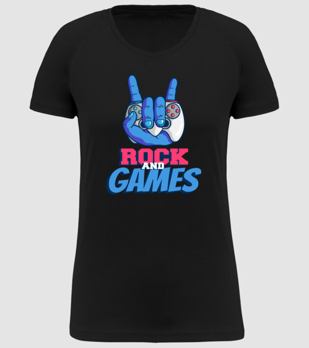Rock And Games model negru pe tricou