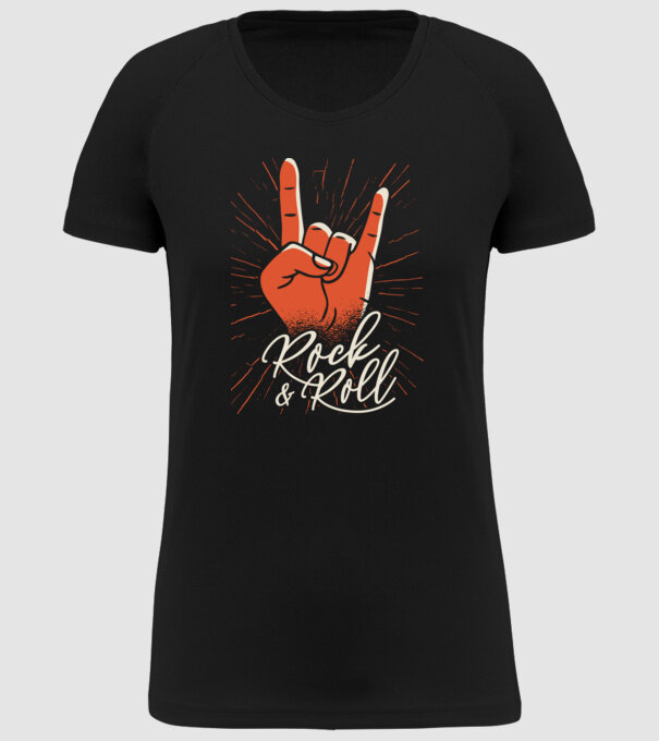 Rock and Roll model negru pe tricou