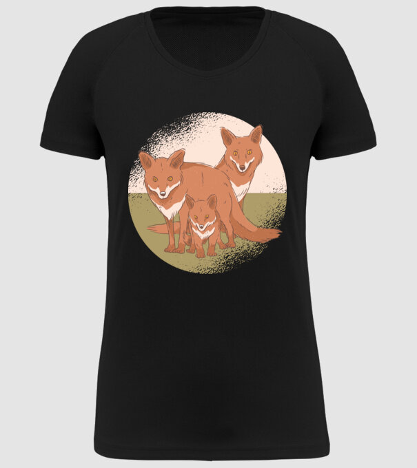Familie Vulpe model negru pe tricou