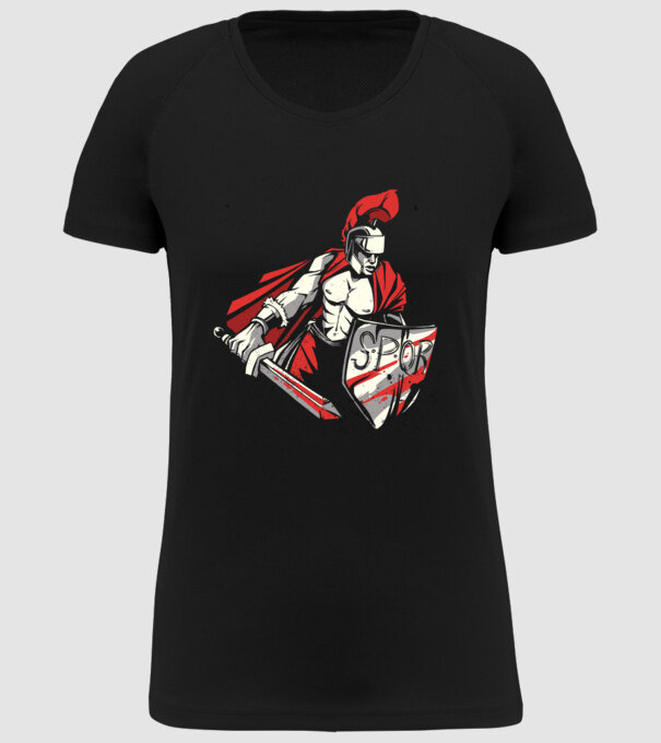 SPQR războinic Roman model negru pe tricou