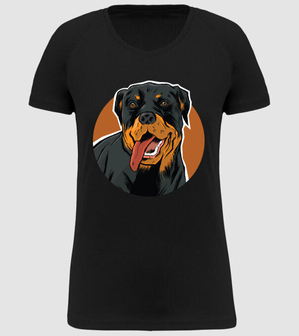 Tricou cu Câine Rottweiler model negru pe tricou