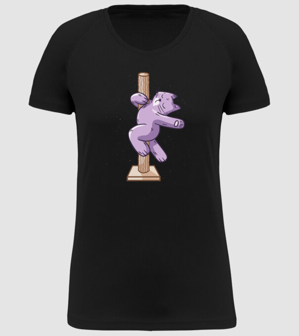 Pisică Dansatoare la bară model negru pe tricou