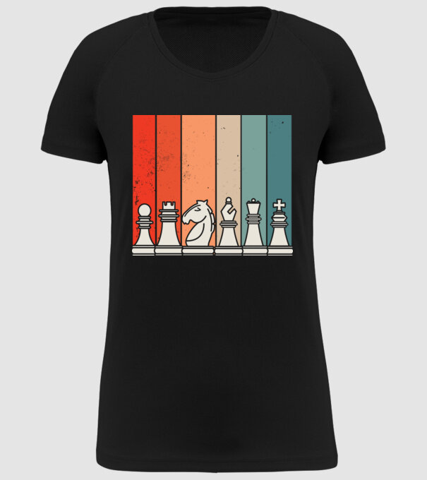 Șah Retro model negru pe tricou