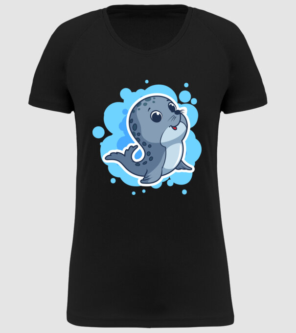 Sea Lion - Focă drăguță model negru pe tricou