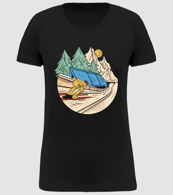 Săritor cu schiuri model negru pe tricou