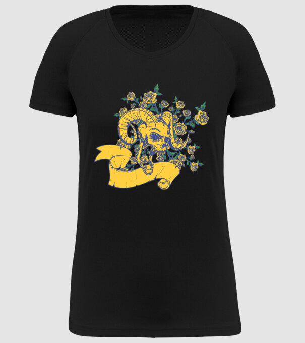 Skull with Roses model negru pe tricou