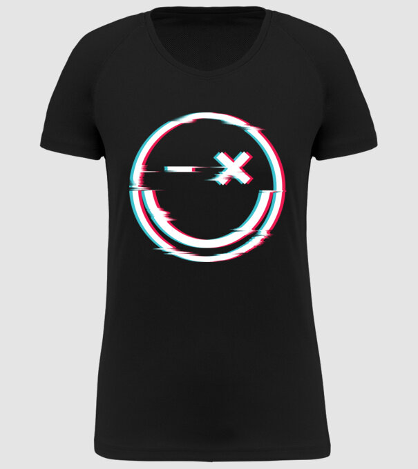 Smile glitch neon tiktok style model negru pe tricou