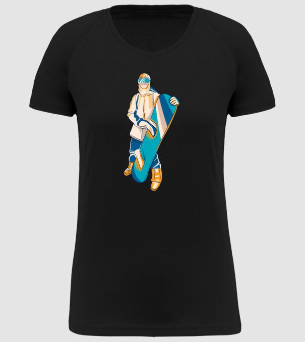 Snowboarder model negru pe tricou