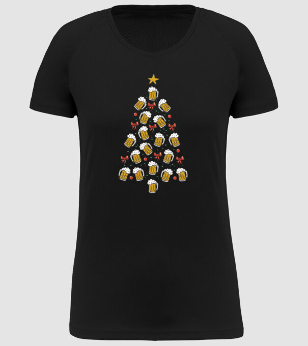 Pom de Crăciun cu Bere model negru pe tricou