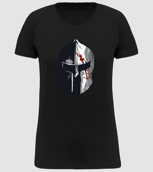 Cască războinic Sparta model negru pe tricou
