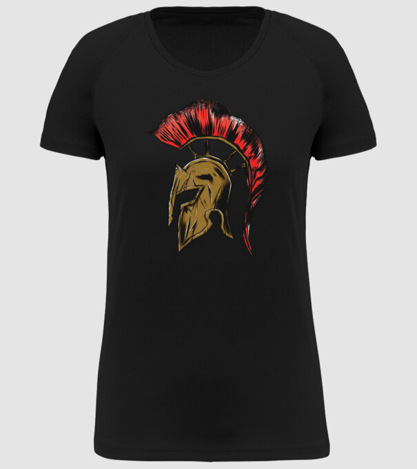Cască războinic Sparta model negru pe tricou