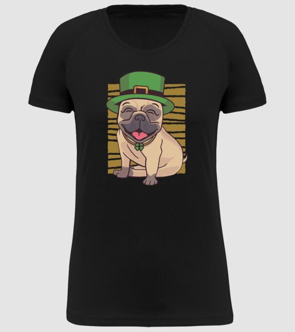 Sfântul Patrick Mops model negru pe tricou